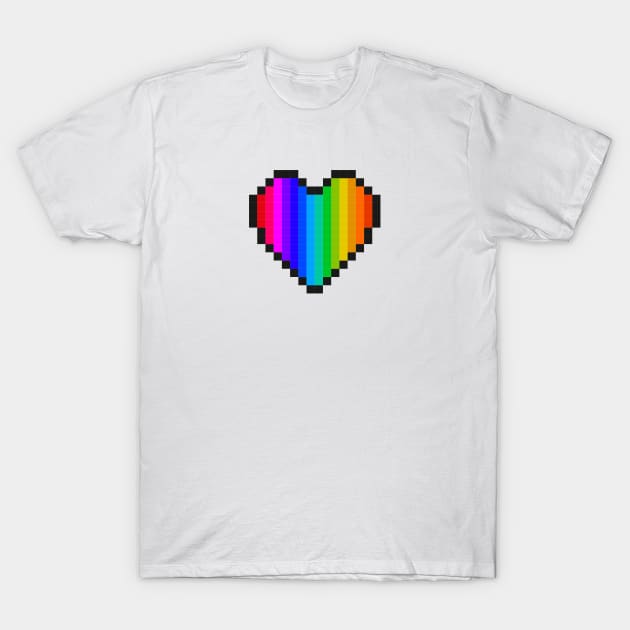 Pixel Pride Heart T-Shirt by sanseffort